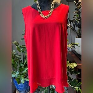 Red Tiered Sleeveless Blouse